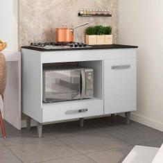 Balcão Cooktop 4 bocas Para Forno Microondas Carla Cor Branco - AJL