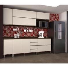 Armário de Cozinha Completa com 7 Peças e Tampo Jade Luciane Móveis