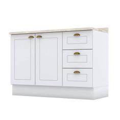 Balcão de Cozinha 120 cm Americana Branco com Tampo Calcare – Henn