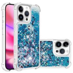 LEMAXELERS Compatível com iPhone 16 Pro Max Capa com glitter transparente líquido de areia movediça feminina brilhante brilhante capa protetora de TPU macio para iPhone 16 Pro Max 6,9 polegadas YBL