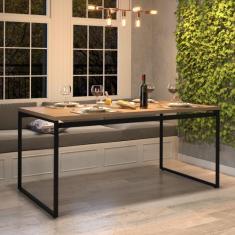 Mesa De Jantar Retangular 4 Lugares Madeira Moderna Industrial 120x90c