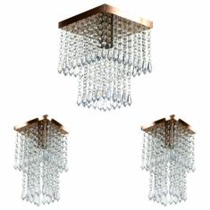 Kit 1 Lustre Cristal Acr. Marry + 2 Lustres Spark Cobre - MARRYLUZ