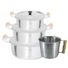 Jogo Panelas Grande Alumínio Batido Fundido Grosso e Caneca - OkayShop