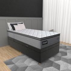 Cama Box Baú Solteiro 88cm Molas Ensacadas D28 Texas Gazin JSW, Grafit
