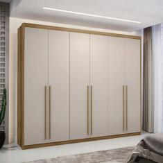 Guarda-Roupa Casal Vancouver Majestic 6 Portas 3 Gavetas 100% Mdf Natural/Marrom Claro - Pnr Móveis
