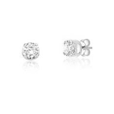 Brinco Solitaire de Cristal Revestido em Prata - VL ACCESSOIRES