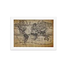 Quadro Vintage Mapa Antigo Meridional Moldura Branca 22x32cm - Quartin