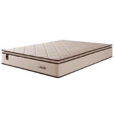 Colchão Queen Molas Ensacadas Com Pillow Malttês 158x198x28cm Cáqui Hellen - Suporta Até 120kg Bege