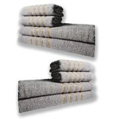 2 Jogos De 4 Toalhas 4 Banho 4 Rosto Dubai 100% Algodão Cinza