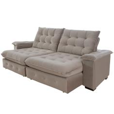 Sofá 4 Lugares Coliseu 2.60m Retrátil E Reclinável Super Pillow - Avelã