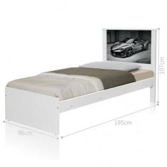 Cama Solteiro Carro Sport Chumbo Com Colchão