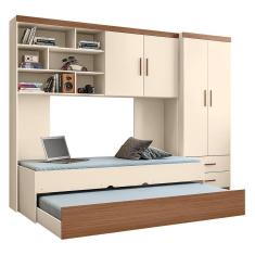 Dormitório Infantil Chiara Guarda Roupa, Aéreo 2 Portas E Bicama Off White-carvalho - Phoenix Baby Off White-carvalho