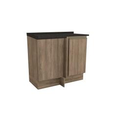 Balcão de Cozinha Modulado Maxxi G748 Canto Reto 1 Porta c/Tampo 80cm Nogal/Preto Brilho - Kappesberg