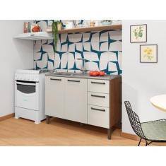 Balcão de Cozinha Para Pia 1,20 3 Portas 2 Gavetas sem Tampo Mad Versa