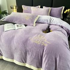 Conjunto De Capa De Edredom Para Cama De Solteiro, Conjunto De Roupa De Cama King Size De Algodão, Conjunto De Capa De Edredom De Veludo Bordado De Inverno, Fronha De Lençol De Flanela Térmica De