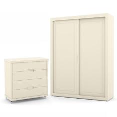 Jogo de Quarto Infantil com Guarda Roupa 2 Portas de Correr e Cômoda 4 Gavetas Tutto New - Matic Móveis 