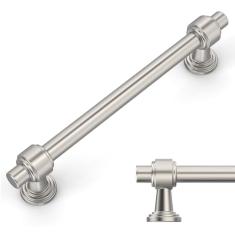 Amerdeco Pacote com 10 puxadores de armário de níquel acetinado escovado 128 mm (128 mm) Puxadores de gaveta central de armário de armário de cozinha puxadores de armário de cozinha para puxadores de