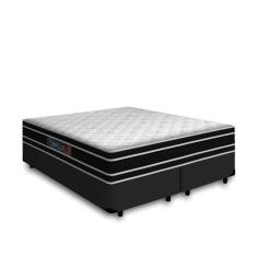 Cama Box Queen + Colchão De Espuma D33 - Castor - Black White Double Face 158x198x62cm