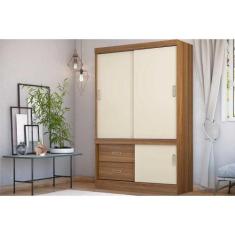 Guarda Roupa Solteiro 2 Portas e 3 Gavetas Estilo II Amêndola/Off Whit