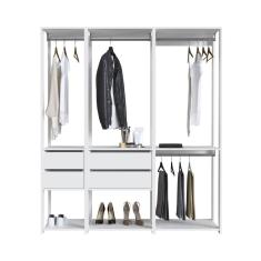 Kit Guarda Roupa Closet 03 Peças 183X160cm Branco PRODDY