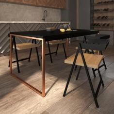Mesa De Jantar Retangular 4 Lugares Madeira Moderna Industrial 120x90c