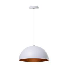 Lustre Pendente Meia Lua Branco 30Cm Aluminio - Ideallume