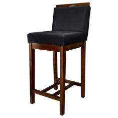 Banqueta Média para Bancada Gourmet Líbia Madeira Capuccino Suede Pret