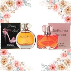 Kit 2 Perfumes Femininos 100ml Pretty Girl e Bellisima Donna Sea Blue