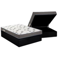 Cama Box Baú Casal: Colchão Espuma D33 Ortobom Light Saúde + Base Crc Courano Black(138x188)