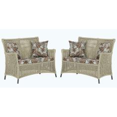 2 Sofás área Externa Igapó Alumínio Preta Corda Náutica E6 Rami