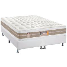 Cama Box Queen: Colchão Molas Castor Pocket Silver Star Air DF + Base CRC Courano White(158x198)