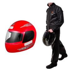 Capacete Moto Pro Tork Aberto Liberty 4 Four Vermelho + Capa de Chuva 