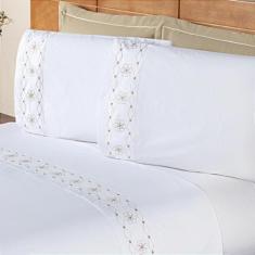 Jogo de Cama Damasco Queen Percal 200 Fios 100% Algodão 04 PEÇAS - Aqu