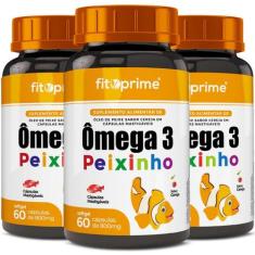 Kit 3 Ômega 3 Peixinho Mastigável Sabor Cereja 60 Cápsulas - Fitoprime