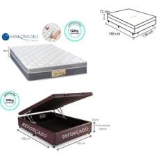  Colchão Sankonfort Sleep Fresh Casal 138x188x30 + Cama Box Baú Blinda