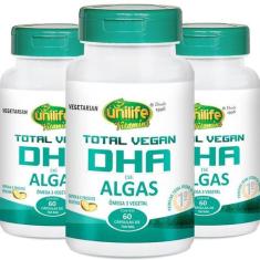 Kit 3 Dha total Vegan Ômega 3 vegano Unilife 60 Cápsulas