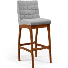 Banqueta Alta Cozinha Sala De Jantar B04 Bouclê Cinza - LYAM DECOR