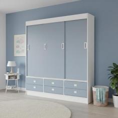 Guarda-Roupa Solteiro 3 Portas de Correr 6 Gavetas - Móveis Percasa