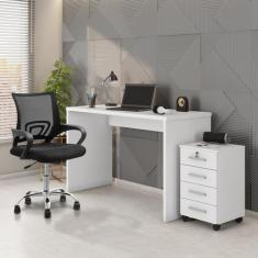 Escrivaninha Mesa Escritório com Gaveteiro com Chave Gávea 4 Gavetas 1