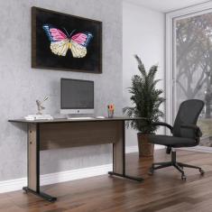 Escrivaninha Mesa Escritório Gerência MX150 Maxxi 150cm Preto E Walnut
