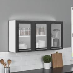 Armário de Cozinha em Aço 3 Portas de Vidro 105cm Florença Itatiaia Ci