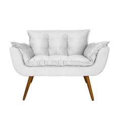 Namoradeira Decorativa Estofada Para Salão de Beleza Opala Suede Branco - LM DECOR