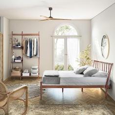 Conjunto Cama Queen e Arara de Roupas em Aço Begônia Cabecasa Madeiramadeira Cobre