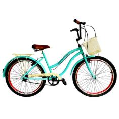 Bicicleta Retrô Feminina Aro 26 Com Cesta Sem Marcha Tiffany - Maria C