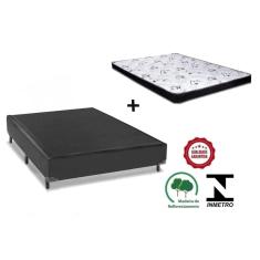 Cama Box Casal Preto + Colchão Espuma D28 138x188x14