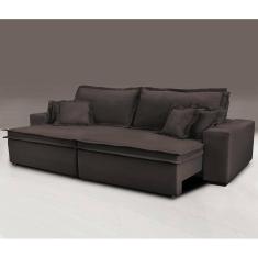 Sofa Retrátil E Reclinável Com Molas Cama Inbox Premium 2,52m Tecido Em Linho Marrom