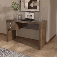 Mesa Escrivaninha para Escritório com 2 Gavetas 117x46,5cm Nogal