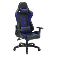 Cadeira Gamer Pelegrin em Couro PU Reclinável PEL-3003 Preta e Azul-Unissex