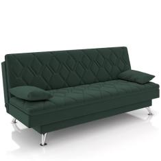 Sofá Cama para Sala de Estar Quarto 193cm Lia M03 Veludo Verde Musgo - Lyam Decor