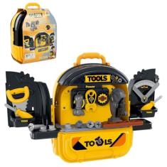 Mochila de Ferramentas Infantil Kit Oficina Mecânica Bancada 2 em 1 DM Toys DMT6801